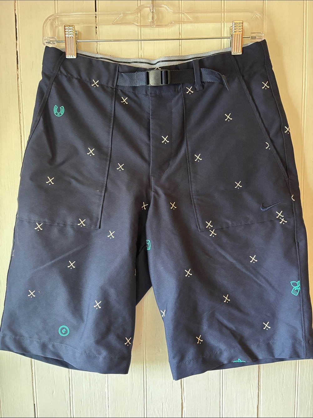 Nike Navy Dri-Fit Golf Shorts with Teal & White Accents